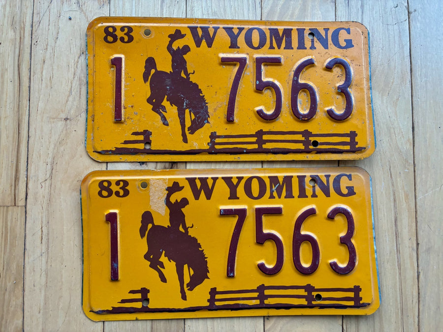 1983 Pair of Wyoming License Plates