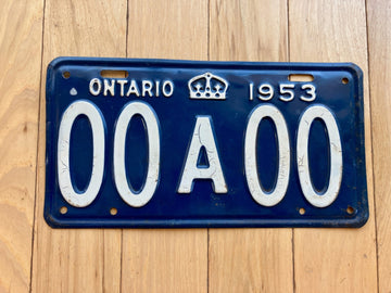 1953 Ontario Sample License Plate