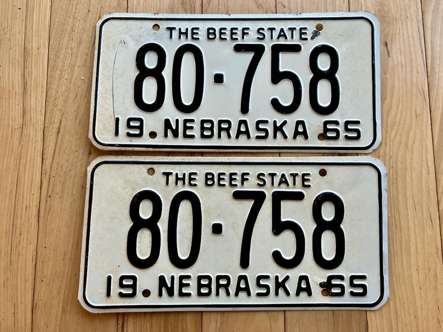 Pair of 1965 Nebraska License Plates