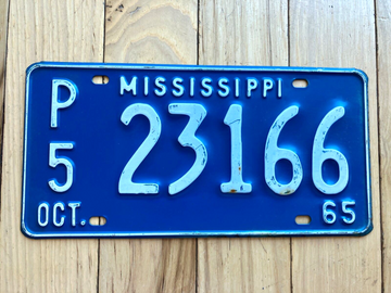 1965 Mississippi P5 License Plate