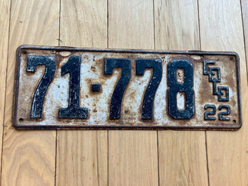 1922 Colorado License Plate