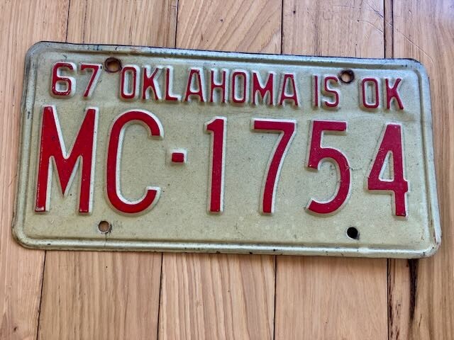 1967 Oklahoma License Plate