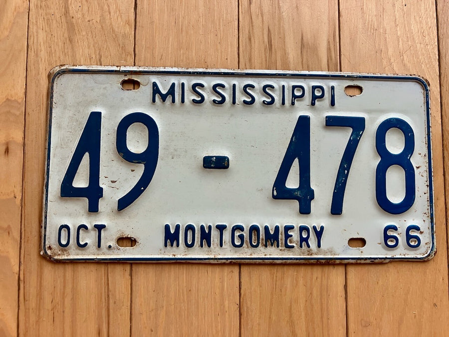 1966 Mississippi Montgomery County License Plate
