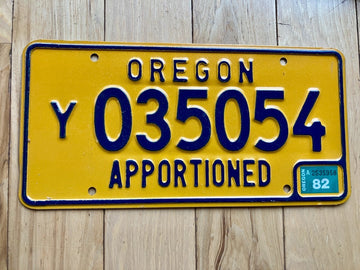 1982 Oregon Apportioned License Plate