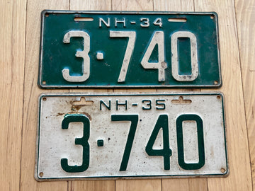Same Number Plates For 1934 & 1935 New Hampshire License Plates