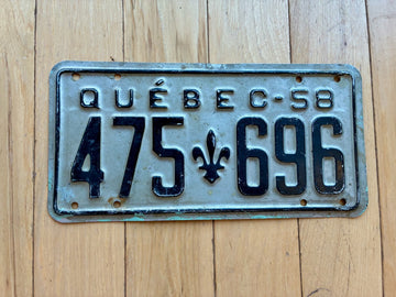 1958 Quebec License Plate