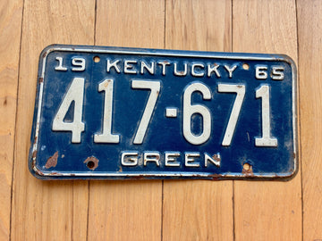 1965 Kentucky Green County License Plate