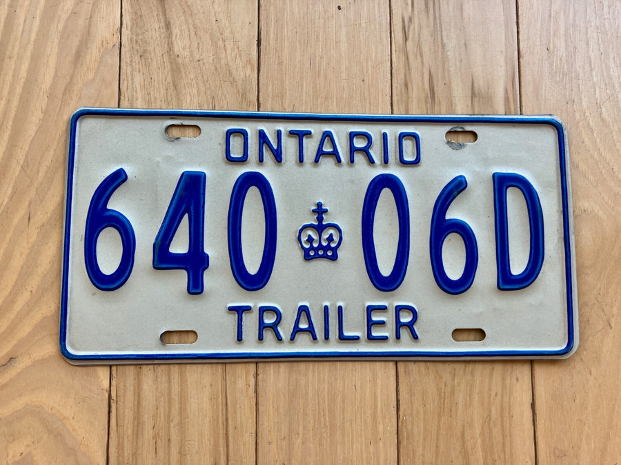 1980s Ontario Trailer License Plate