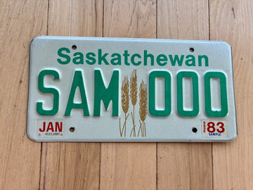 1983 Saskatchewan Sample License Plate