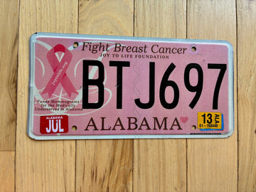 2013 Alabama Fight Breast Cancer License Plate