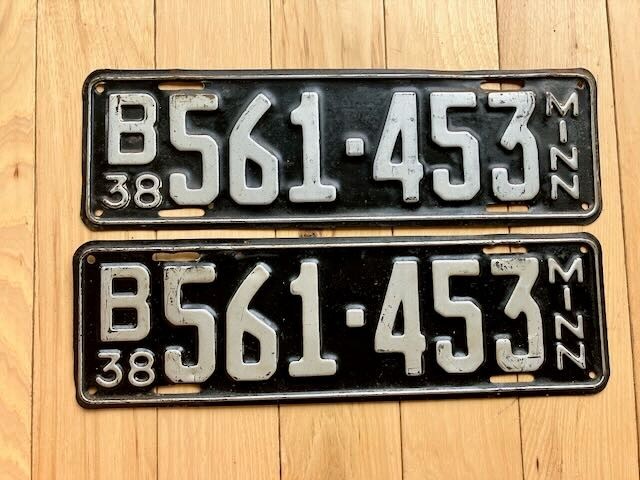 Pair of 1938 Minnesota License Plates