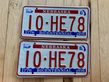 Pair Of 1976 Nebraska License Plates