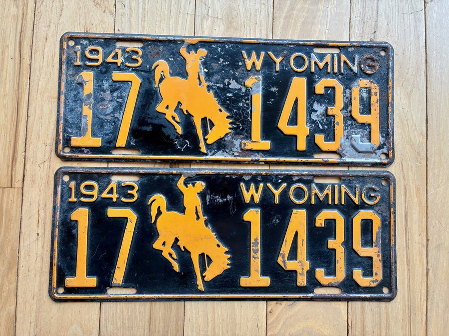 1943 Pair of Wyoming License Plates