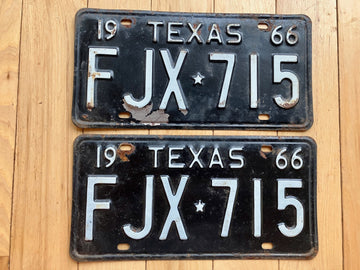 Pair of 1966 Texas License Plates - Check With DMV For YOM