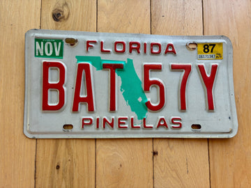 1987 Florida Pinellas License Plate