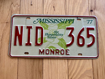 1977 Mississippi Monroe County License Plate