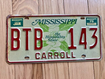 1979 Mississippi Carroll County License Plate
