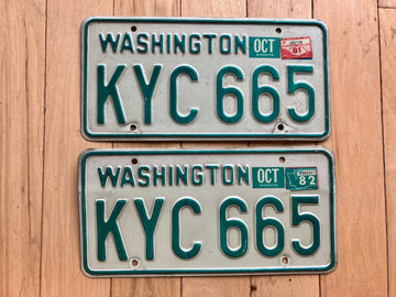 Pair Of 1981 Washington License Plates W/ 1982 Tab -Check With DOL For YOM