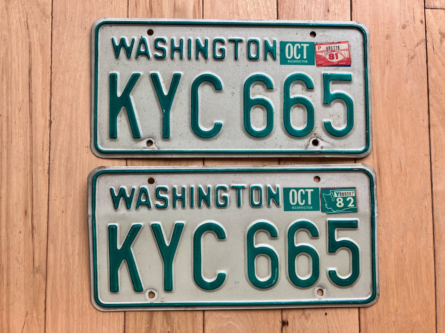 Pair Of 1981 Washington License Plates W/ 1982 Tab -Check With DOL For YOM