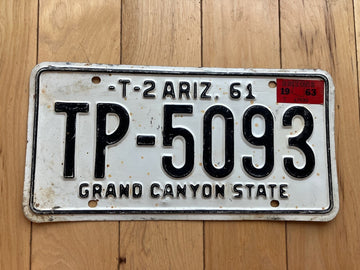 1961 Arizona Trailer License Plate W/ 1963 Tab (Not MVD/YOM Eligible)