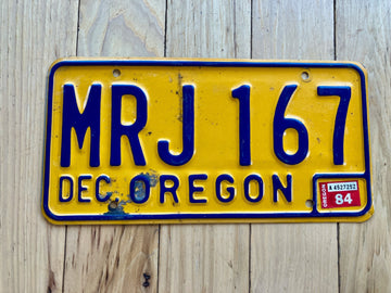 1984 Oregon License Plate