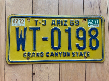 1969 Arizona Trailer License Plate W/ 1971 and 1972 Tabs (Not MVD/YOM Eligible)