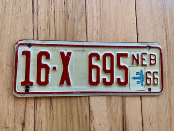 1966 Nebraska Farm Trailer License Plate
