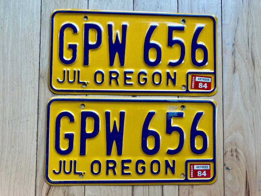 Pair of 1984 Oregon License Plates