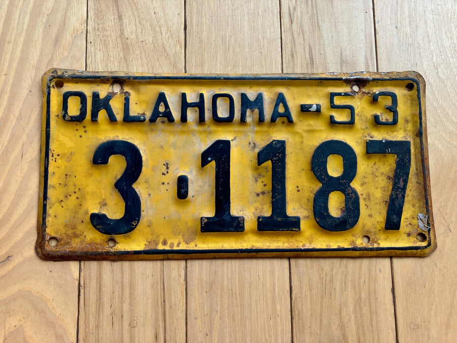 1953 Oklahoma License Plate