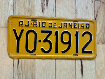 Brazil RJ Rio De Janeiro License Plate (1960s?)