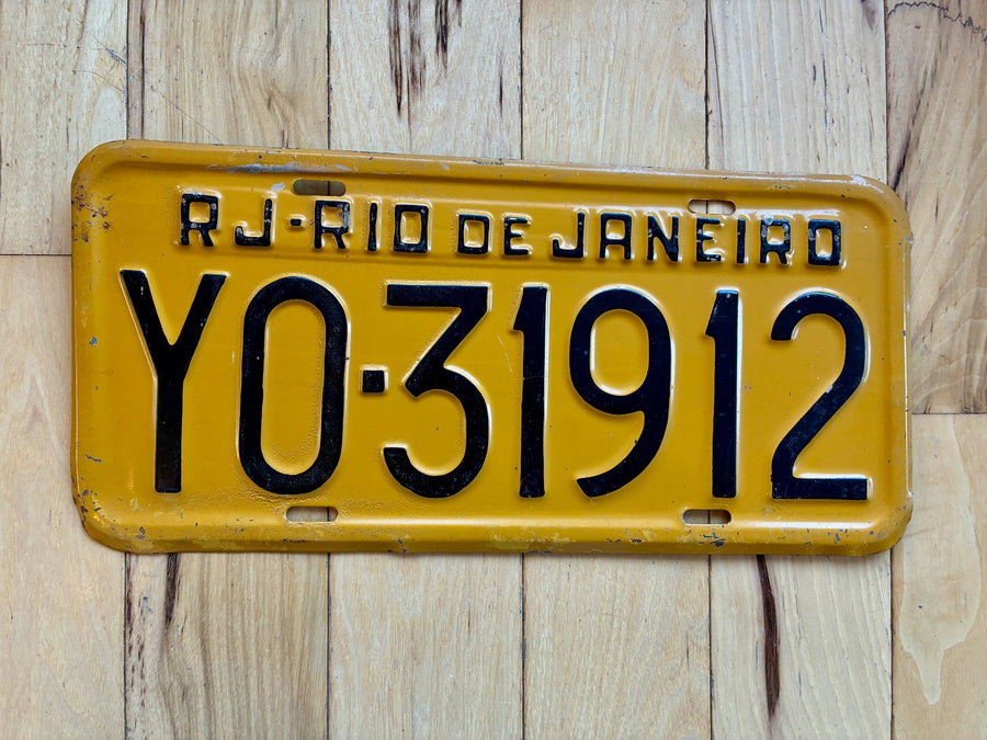 Brazil RJ Rio De Janeiro License Plate (1960s?)