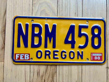 1988 Oregon License Plate