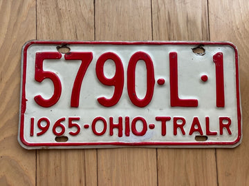 1965 Ohio Trailer License Plate
