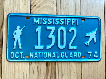1974 Mississippi National Guard License Plate