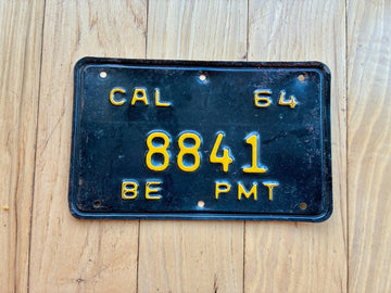 1964 California Board Of Equalization Permit License Plate