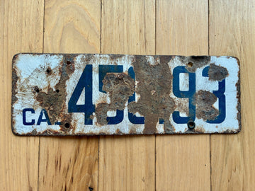 1916 to 1919 Base California License Plate