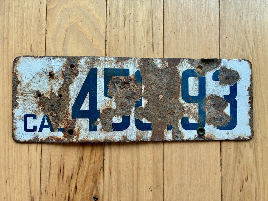 1916 to 1919 Base California License Plate