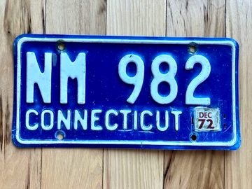 1972 Connecticut License Plate
