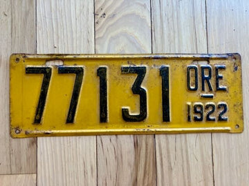 1922 Oregon License Plate
