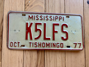 1977 Mississippi Amateur Radio Tishomingo County License Plate