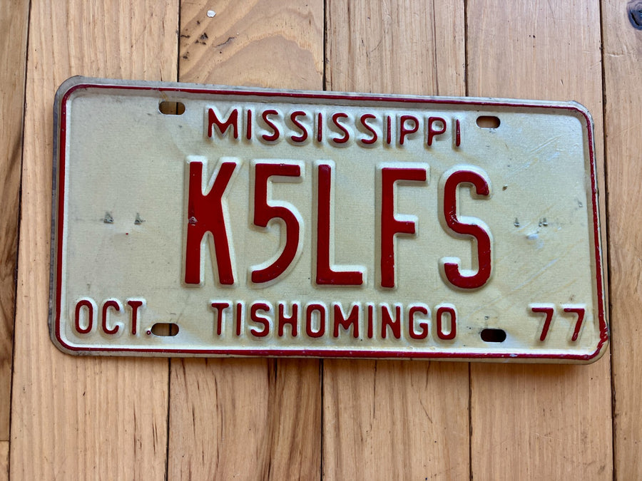 1977 Mississippi Amateur Radio Tishomingo County License Plate