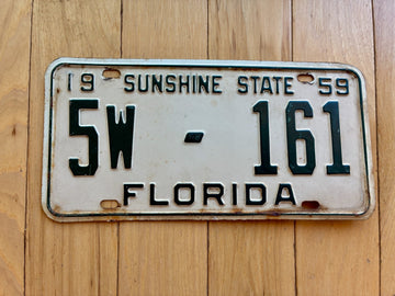 1959 Florida License Plate - Not YOM Clear