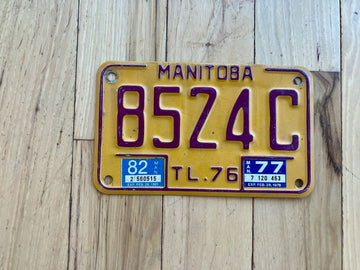 1976 Manitoba Trailer License Plate W/ 1977 and 1982 Tabs
