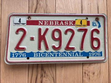 1976 Nebraska Bicentennial License Plate W/ 1980 and 1981 Tab