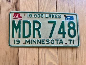 1971/1972/1973 Minnesota License Plate