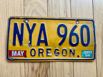 1994 Oregon License Plate