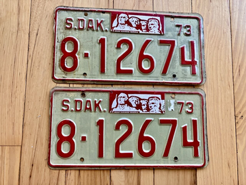 Pair Of 1973 South Dakota License Plates