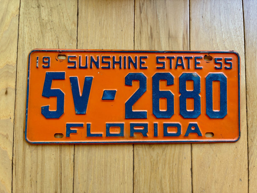 1955 Florida License Plate - Numbers YOM Clear