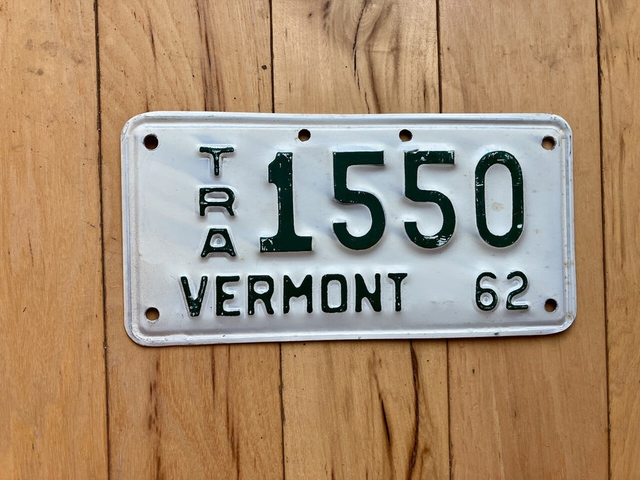 1962 Vermont Trailer License Plate