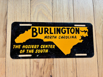 Vintage Burlington North Carolina Booster License Plate